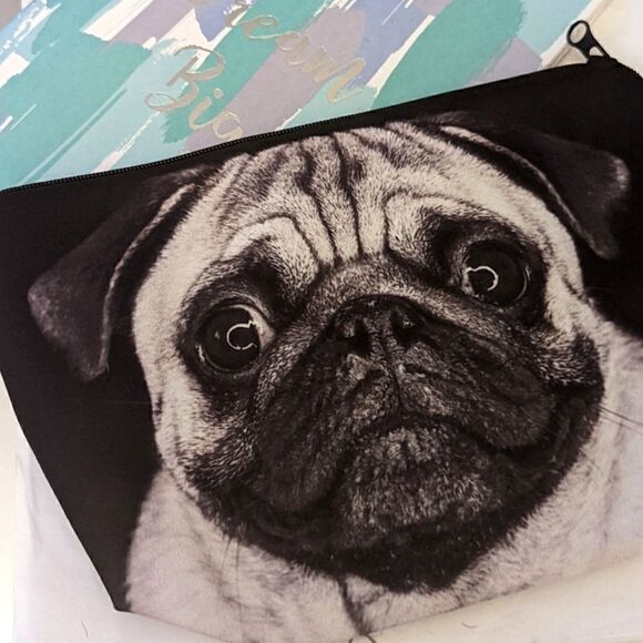 Dog Pug Pattern Makeup Cosmetics Bag Stationary School Supplies Pouch - Picture 7 of 8